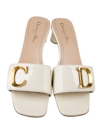 Christian Dior Patent Leather Studded Accents Slides