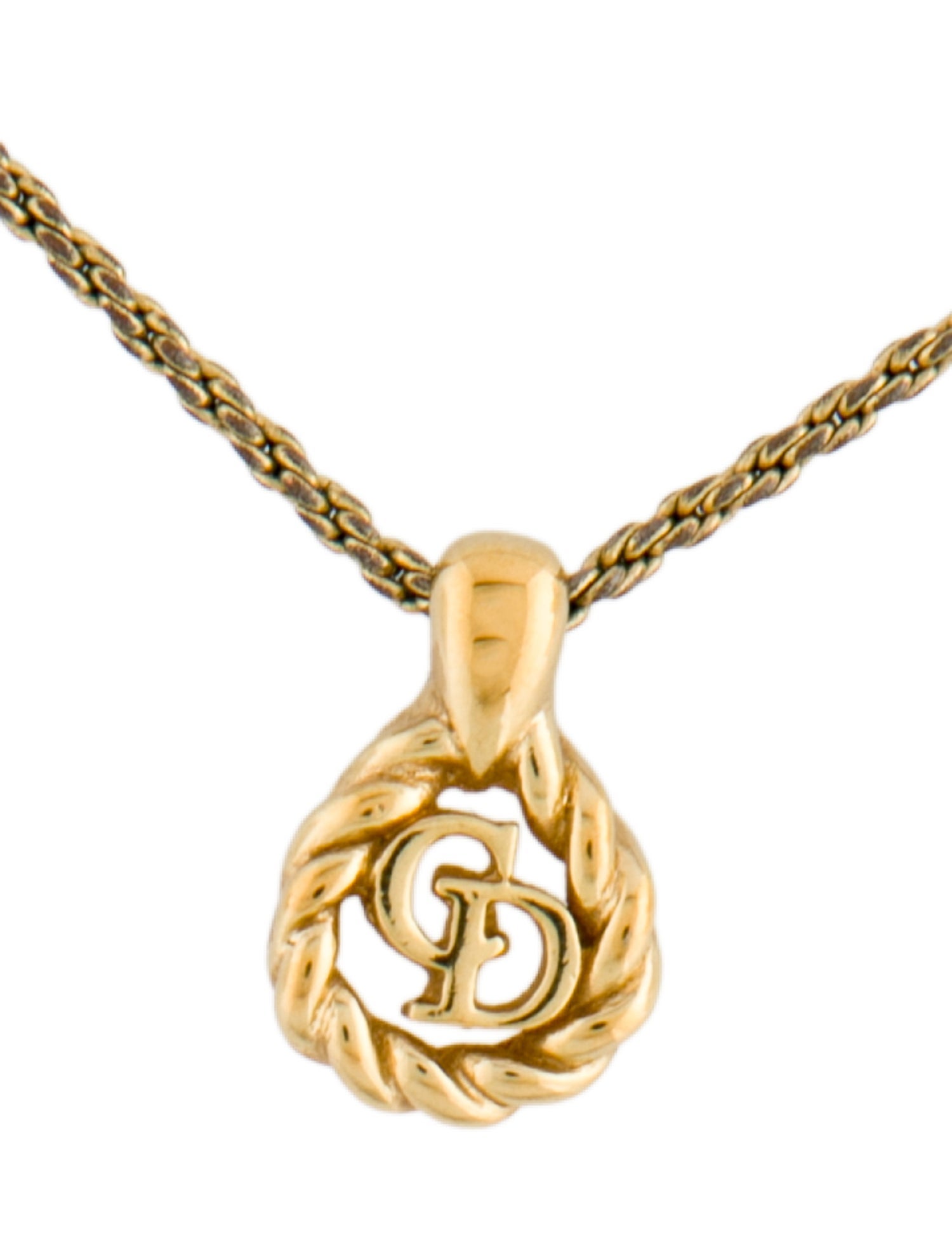 Christian Dior Vintage Logo CD Pendant Necklace
