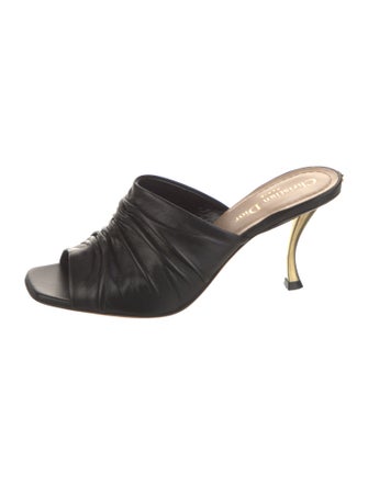 Christian Dior Leather Pleated Accents Slides