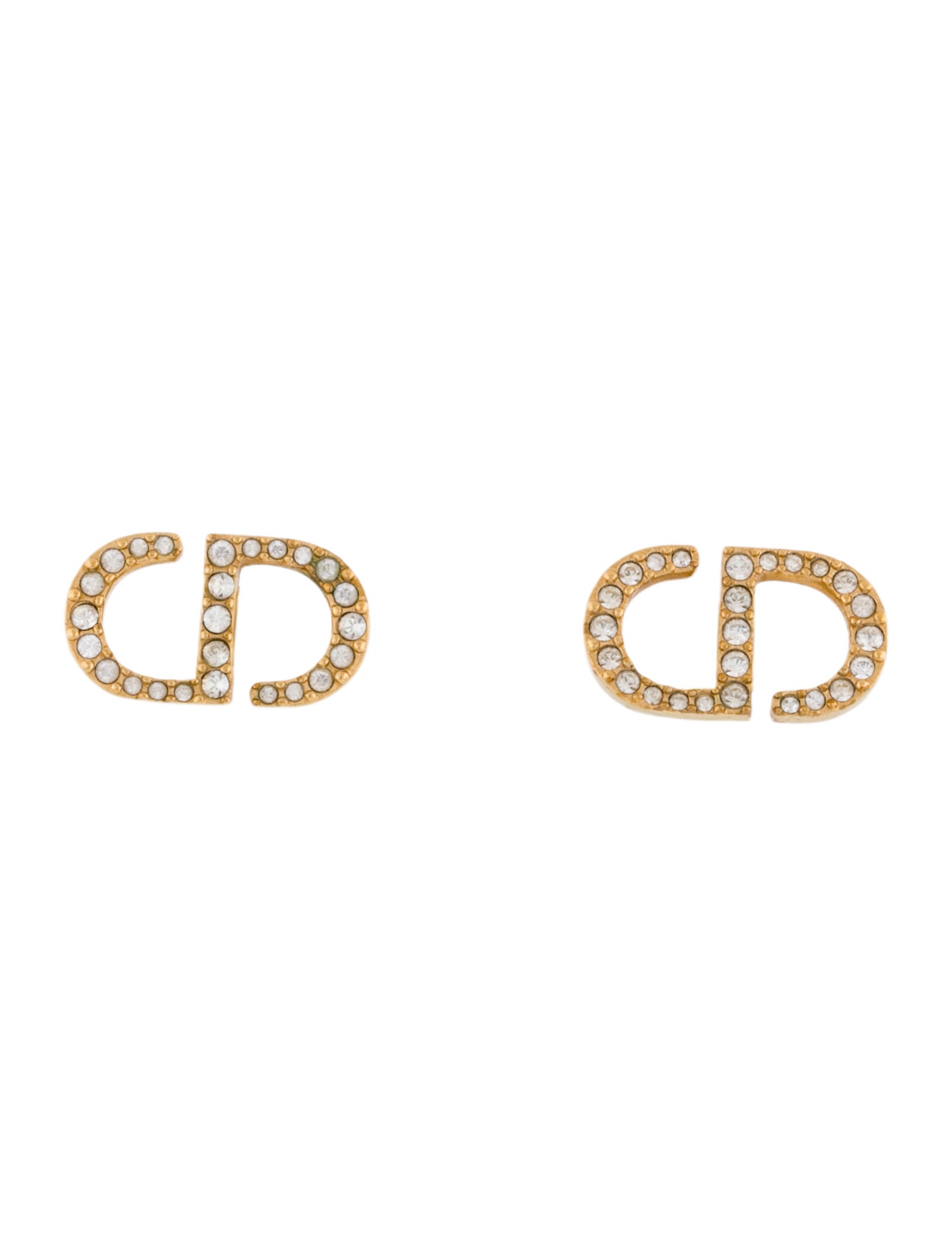 Christian Dior Crystal CD Stud Earrings