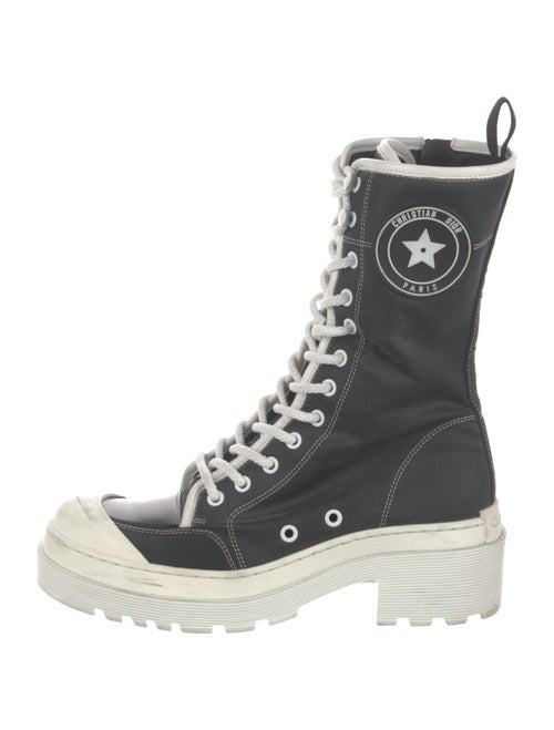 Christian Dior Canvas Printed Combat Boots