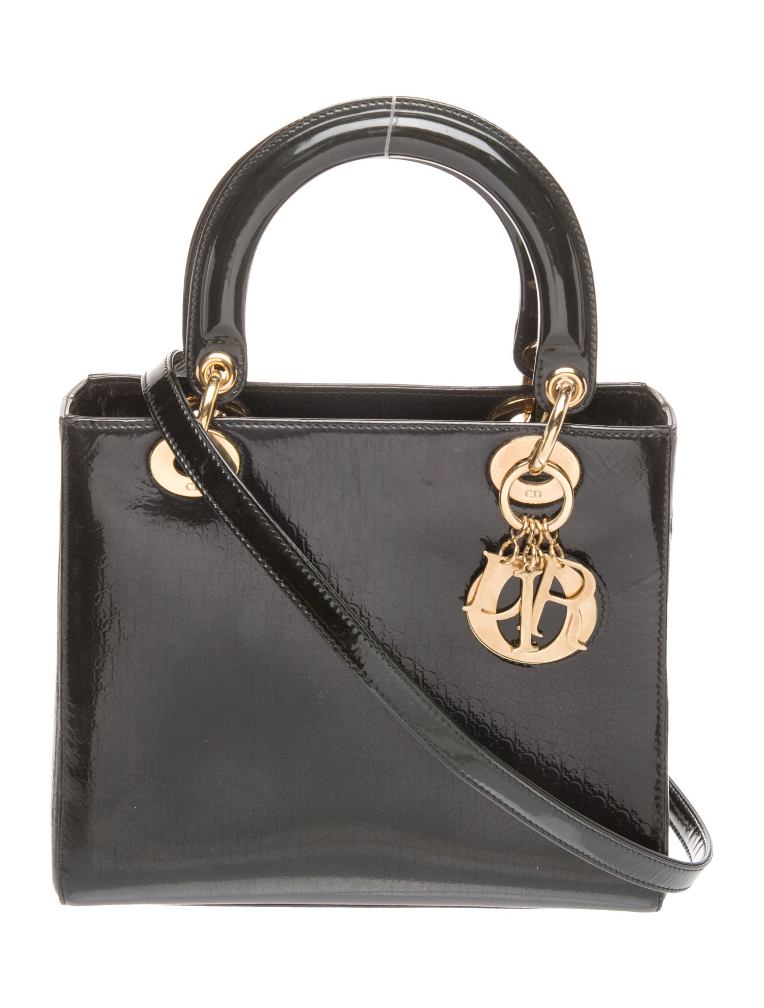 Christian Dior Patent Leather Lady Dior Medium Vintage