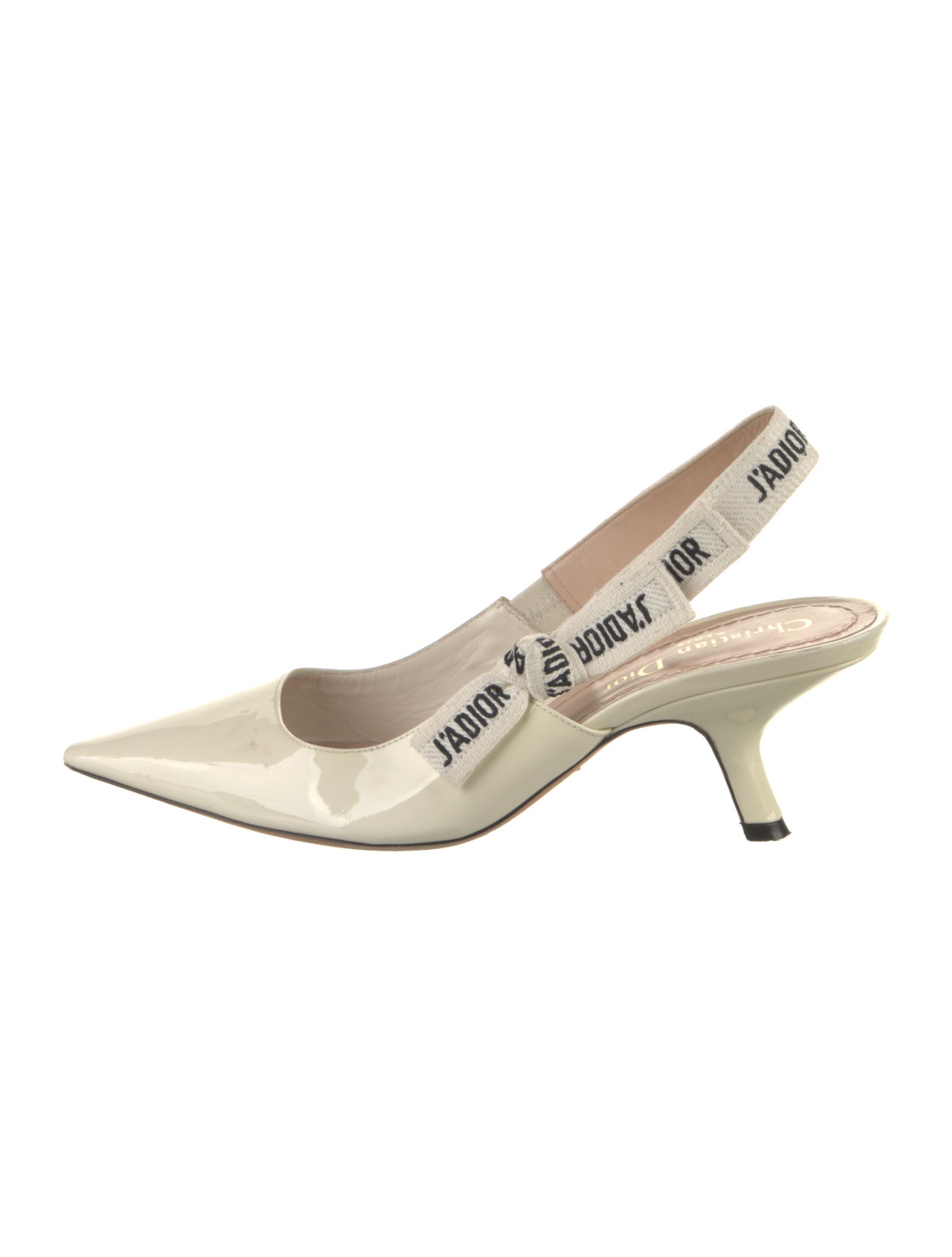 Christian Dior Patent Leather Bow Accents Slingback Pumps