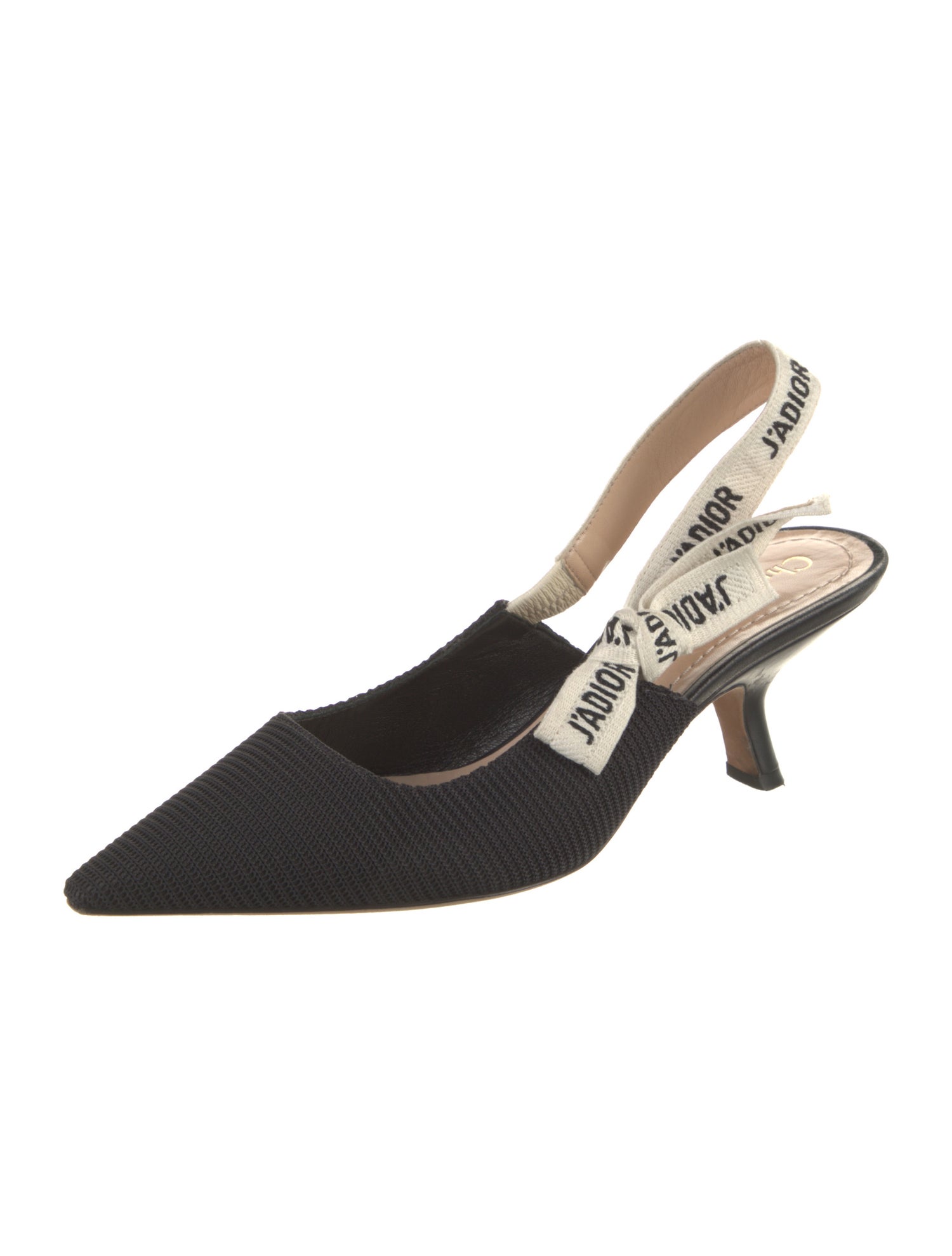 Christian Dior Printed Bow Accents Slingback Pumps