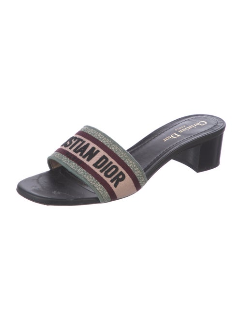 Christian Dior Leather Graphic Print Slides