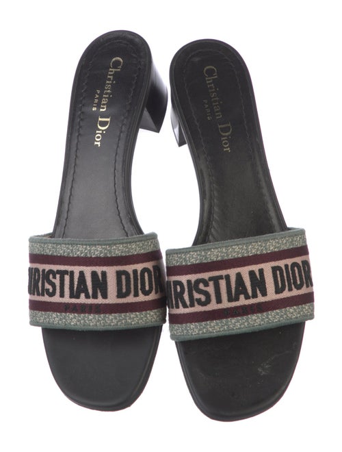 Christian Dior Leather Graphic Print Slides