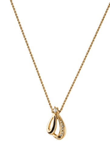 Christian Dior Pendant Necklace Vintage Crystal & Enamel