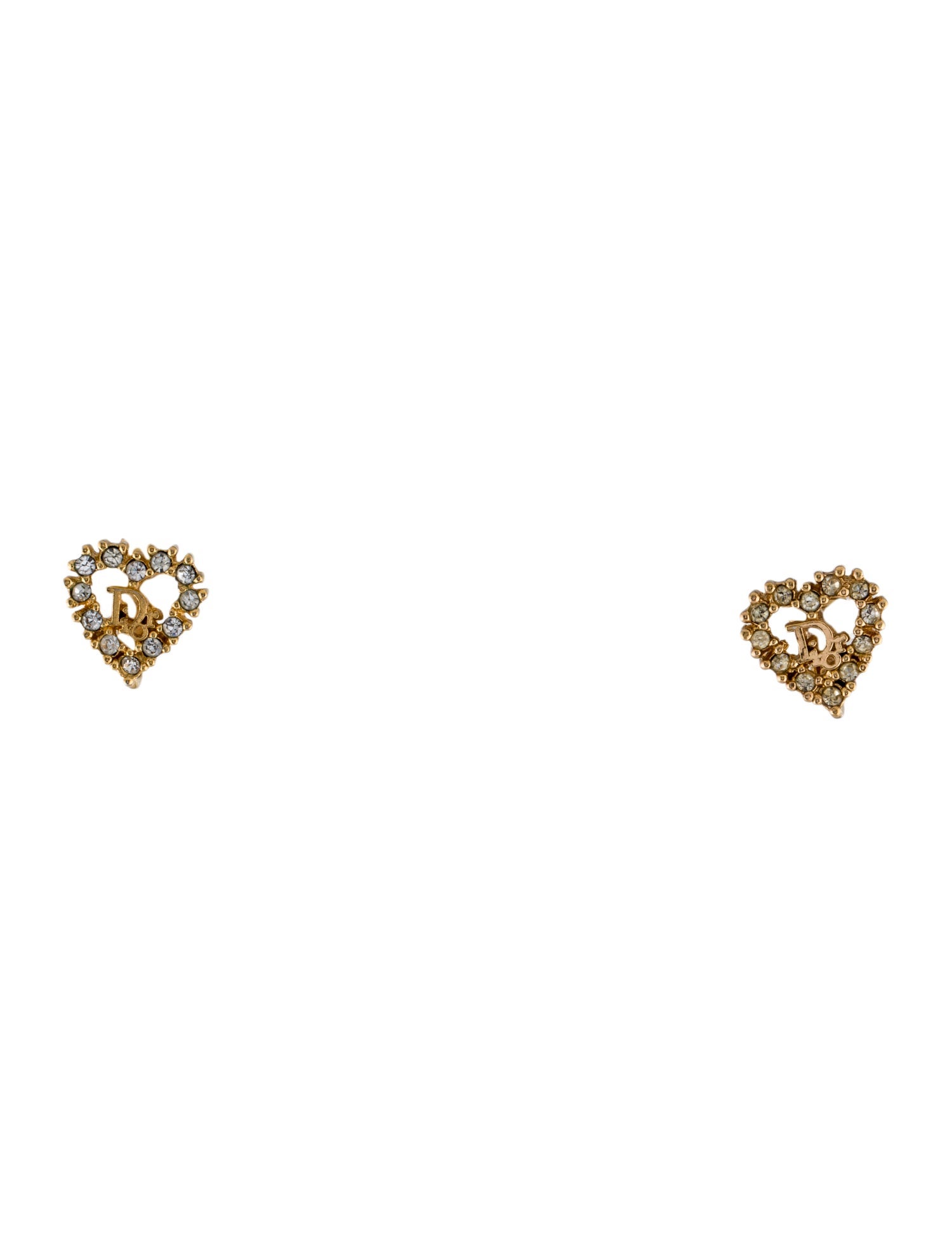 Christian Dior Vintage Crystal Heart Clip-On Earrings