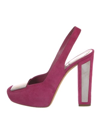 Christian Dior Suede Colorblock Pattern Slingback Pumps