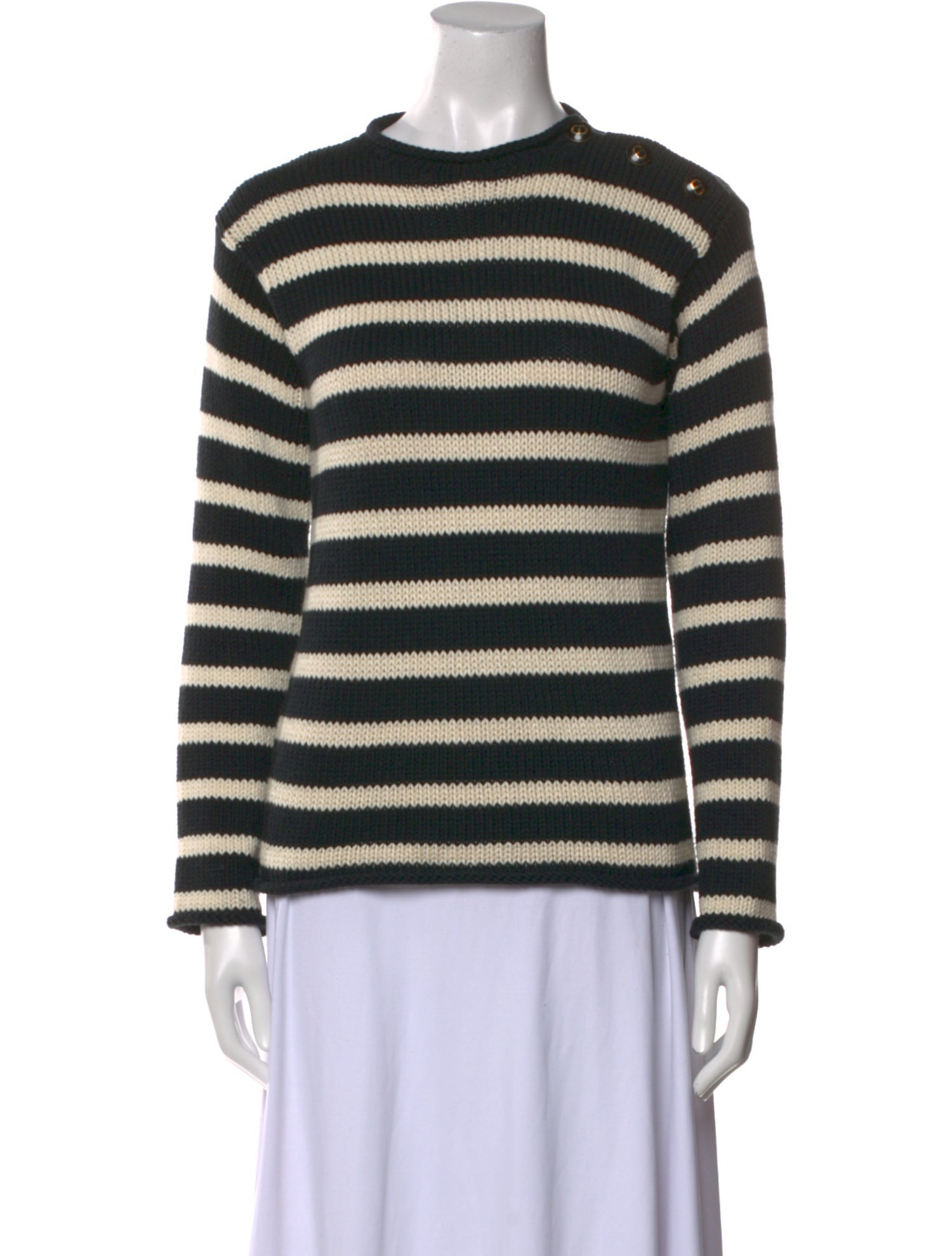 Christian Dior Striped Crew Neck Sweater