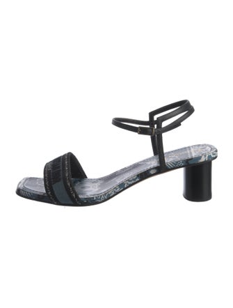 Christian Dior Canvas Embroidered Accent Slingback Sandals