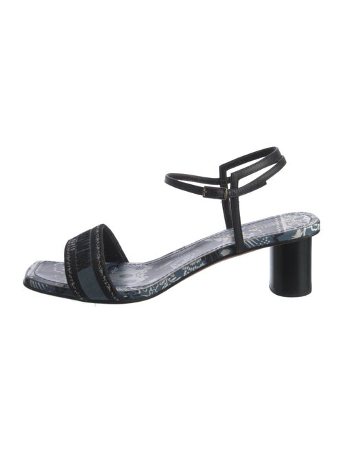 Christian Dior Canvas Embroidered Accent Slingback Sandals