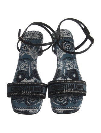 Christian Dior Canvas Embroidered Accent Slingback Sandals