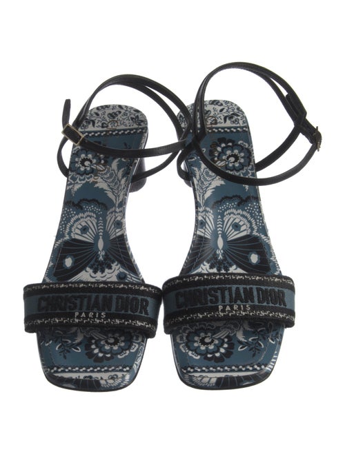 Christian Dior Canvas Embroidered Accent Slingback Sandals