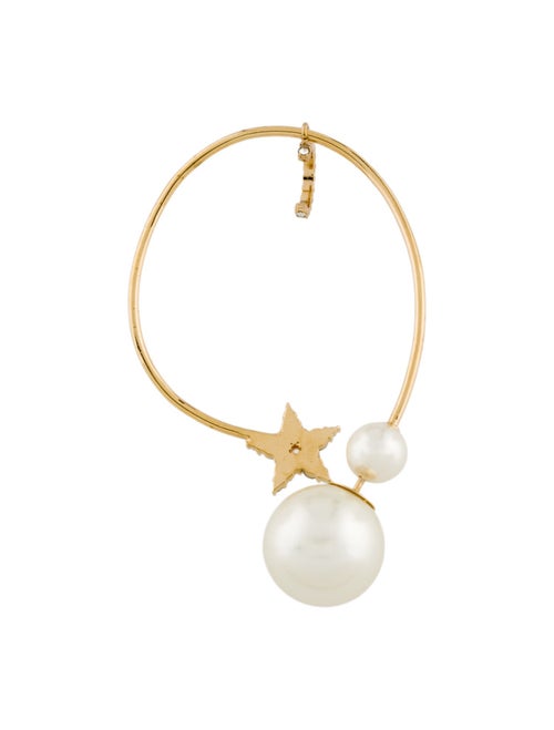 Christian Dior Crystal & Faux Pearl Star Ear Cuff