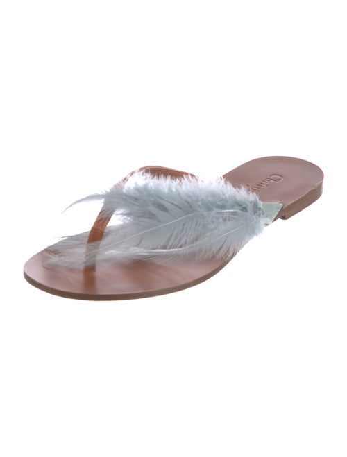 Christian Dior Leather Feather Trim Slides