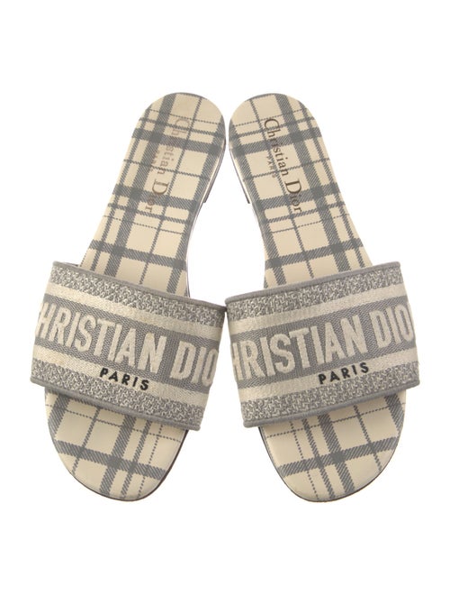Christian Dior Graphic Print Embroidered Accent Slides