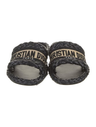 Christian Dior Leather Graphic Print Slides