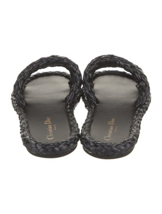Christian Dior Leather Graphic Print Slides