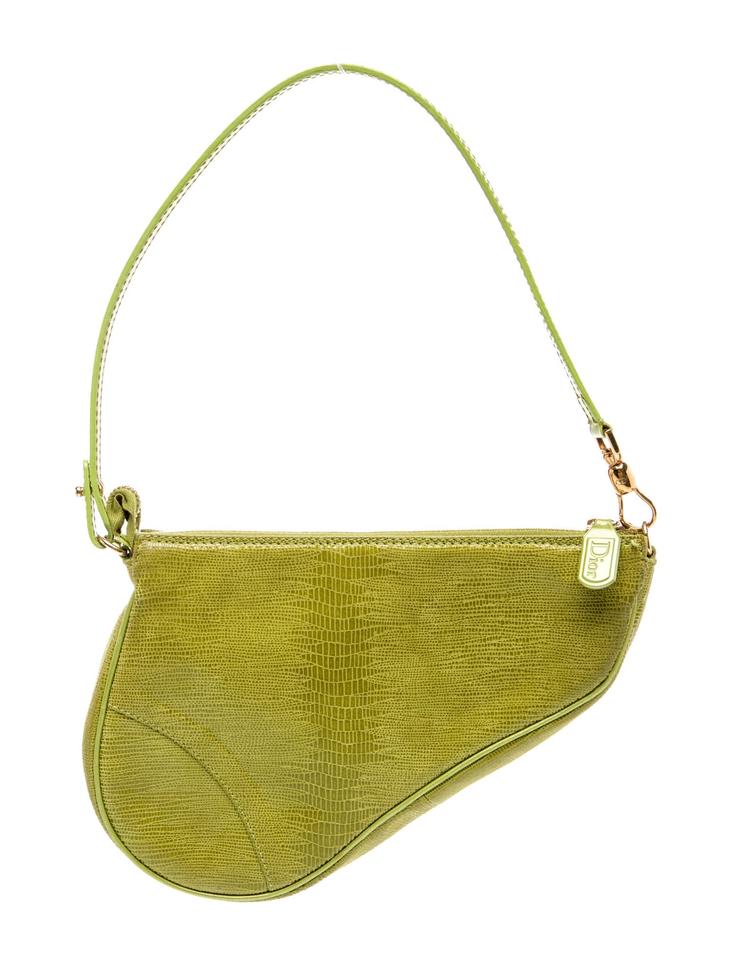 Christian Dior Embossed Leather Saddle Pochette Vintage