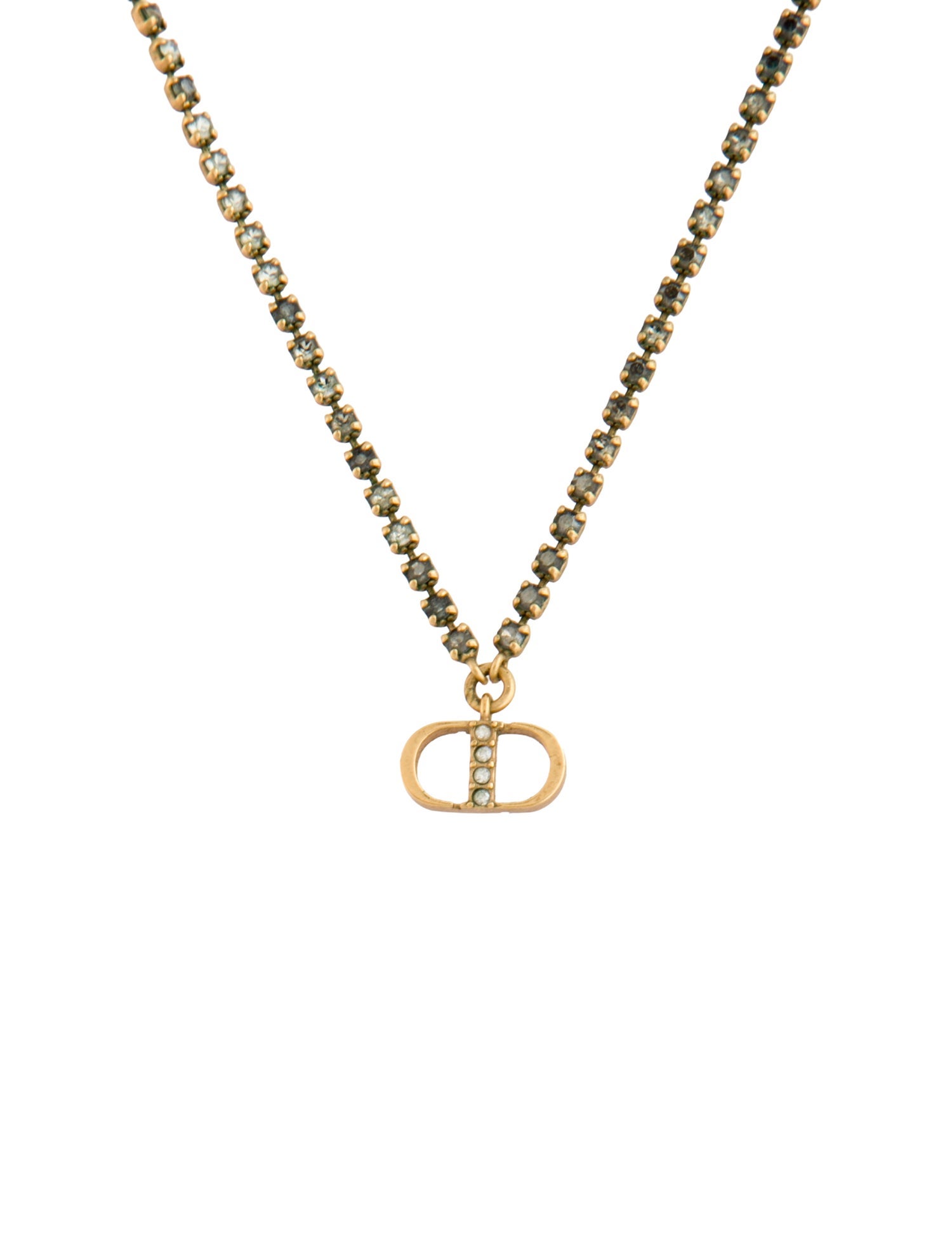 Christian Dior Crystal Petite CD Necklace