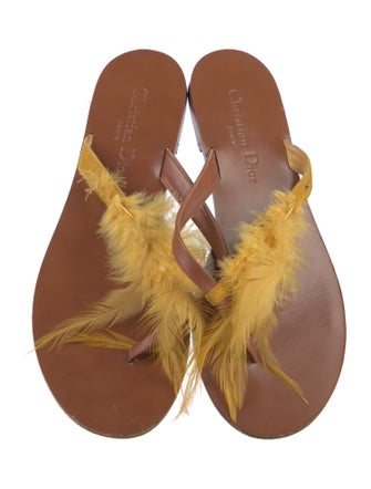 Christian Dior Suede Feather Trim Slides