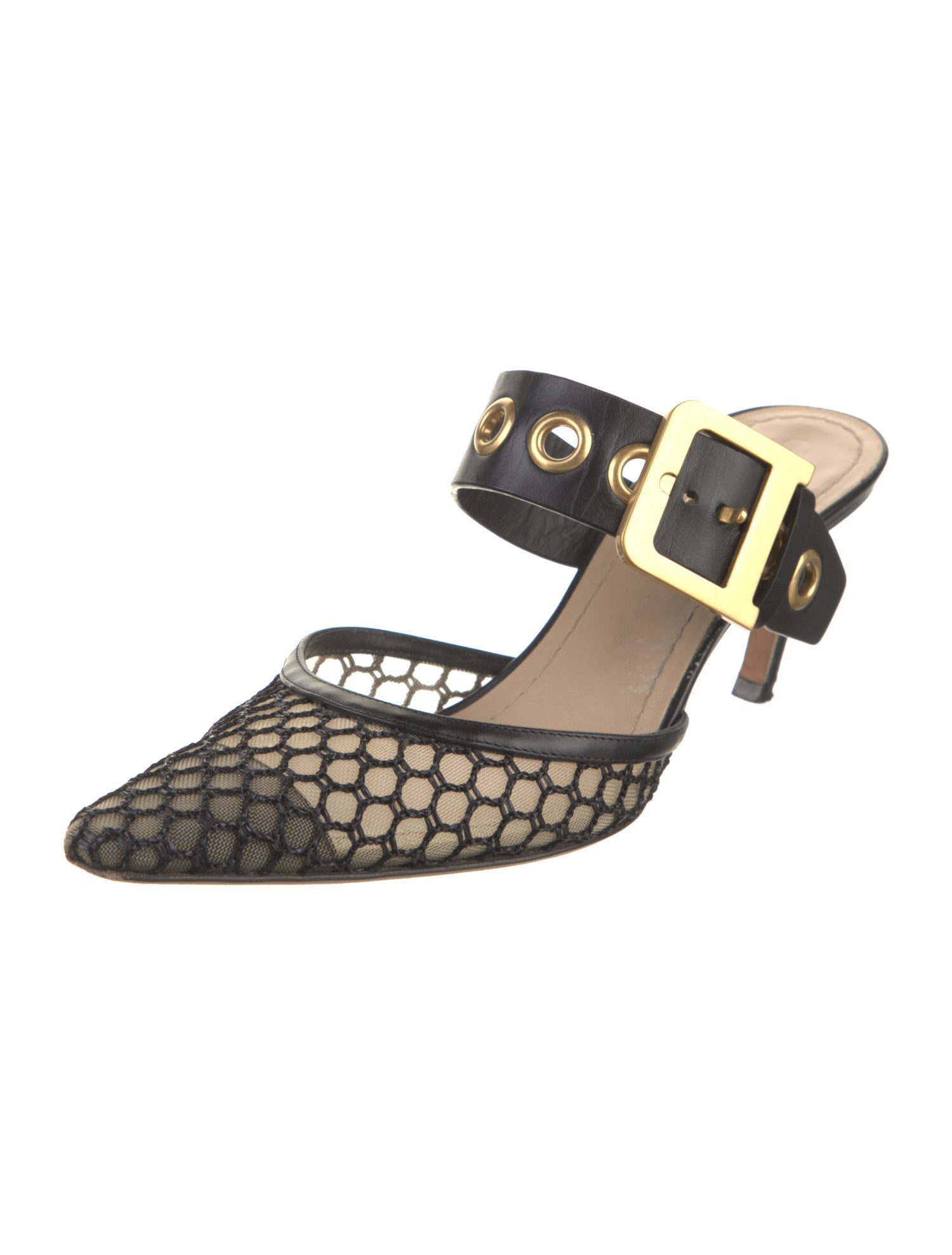 Christian Dior Leather Mesh Accents Mules