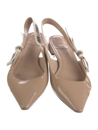 Christian Dior Patent Leather Graphic Print Slingback Flats