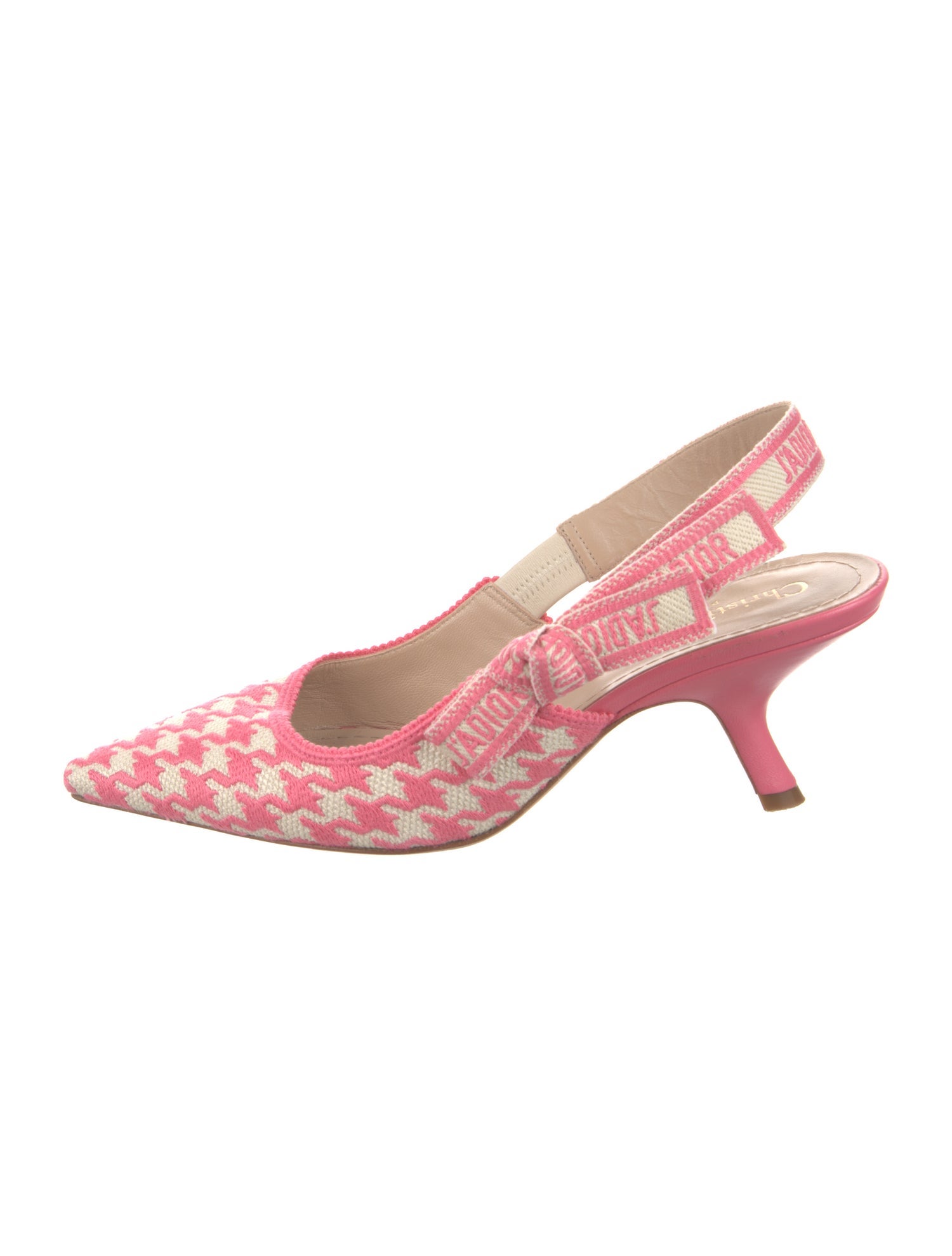 Christian Dior Canvas Houndstooth Print Slingback Pumps