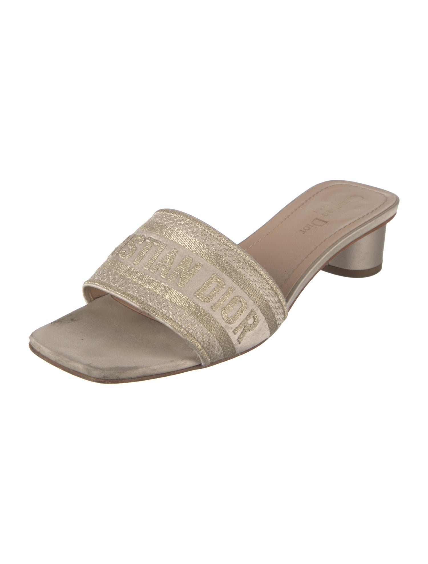 Christian Dior Canvas Embroidered Accent Slides
