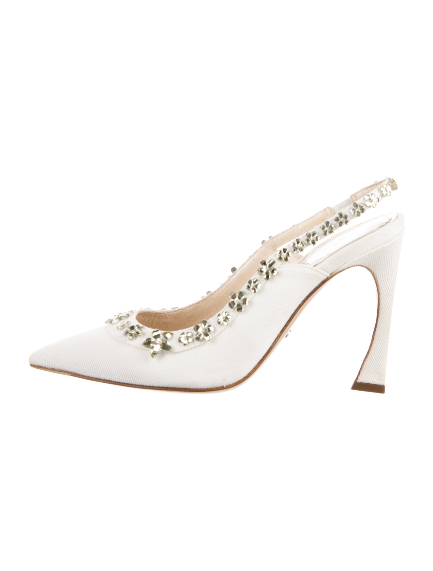 Christian Dior Canvas Crystal Embellishments Slingback Pumps