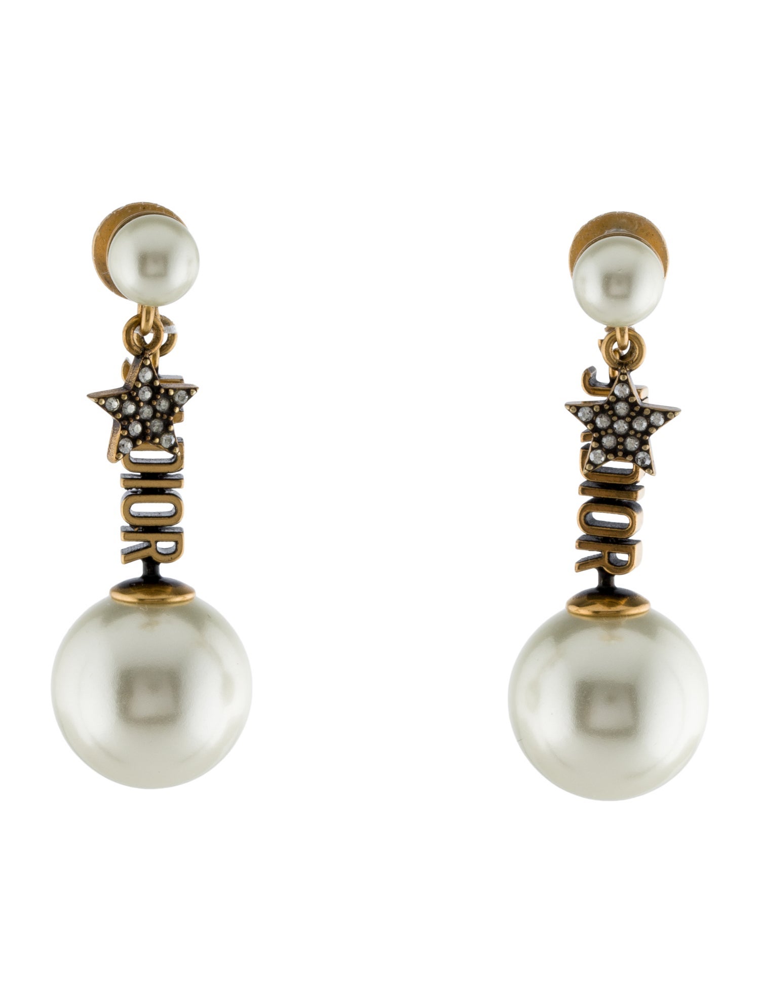 Christian Dior Faux Pearl & Crystal J'Adior Drop Earrings