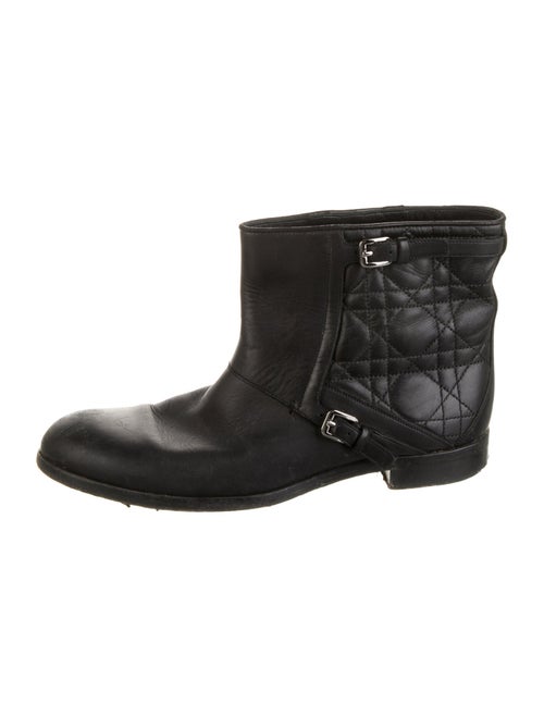 Christian Dior Cannage Pattern Leather Moto Boots