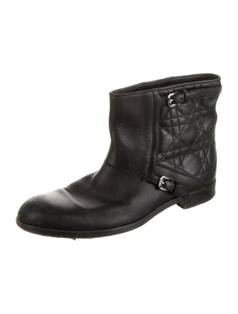 Christian Dior Cannage Pattern Leather Moto Boots