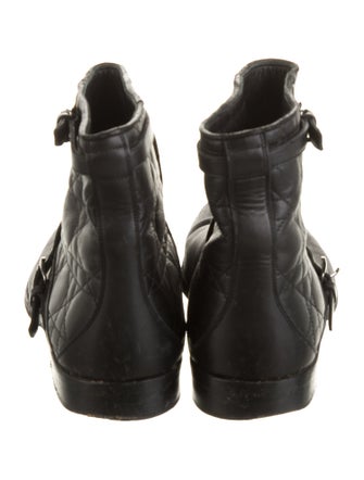 Christian Dior Cannage Pattern Leather Moto Boots