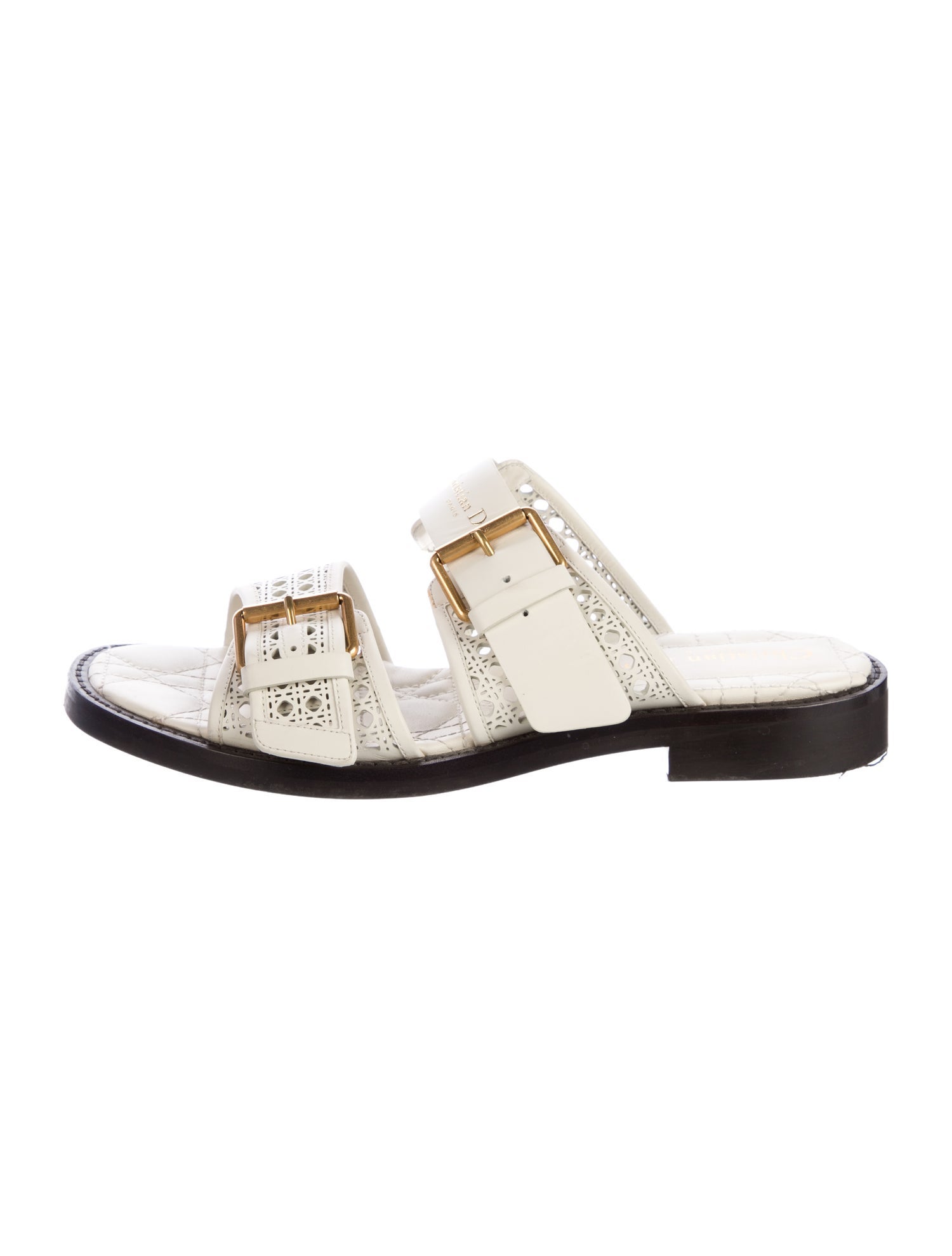 Christian Dior Leather Whipstitch Trim Slides