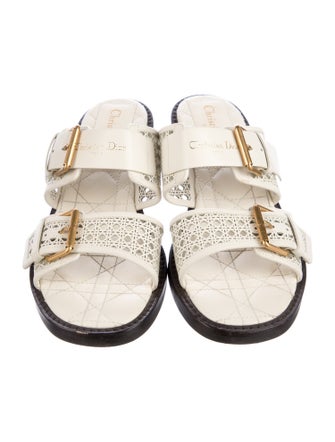 Christian Dior Leather Whipstitch Trim Slides
