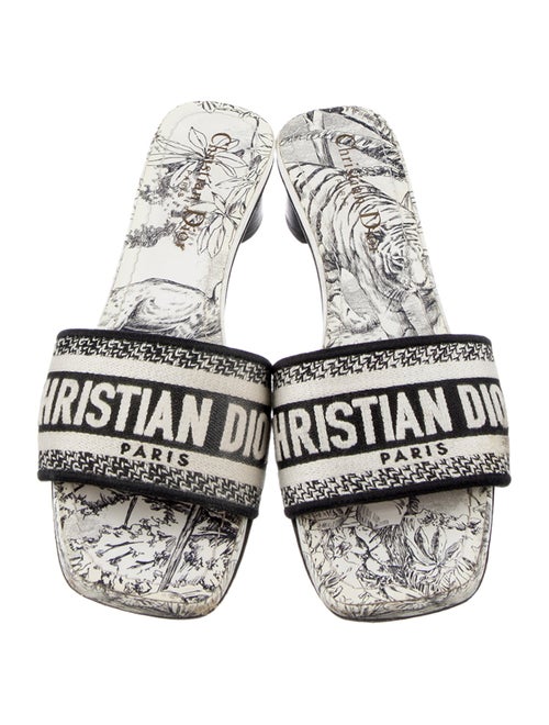 Christian Dior Flora Print Embroidered Accent Slides