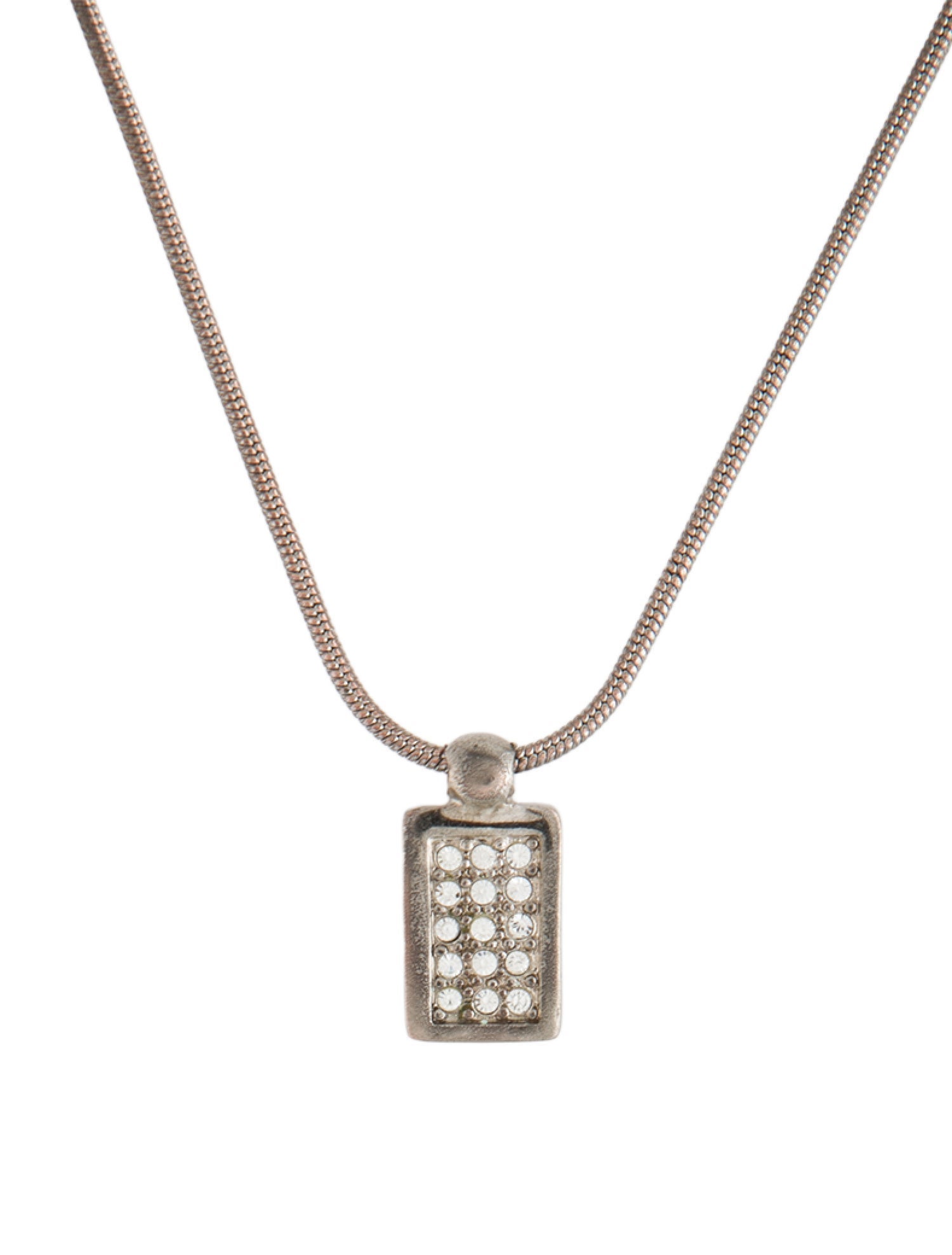 Christian Dior Crystal Diorissimo & Logo Reversible Pendant Necklace