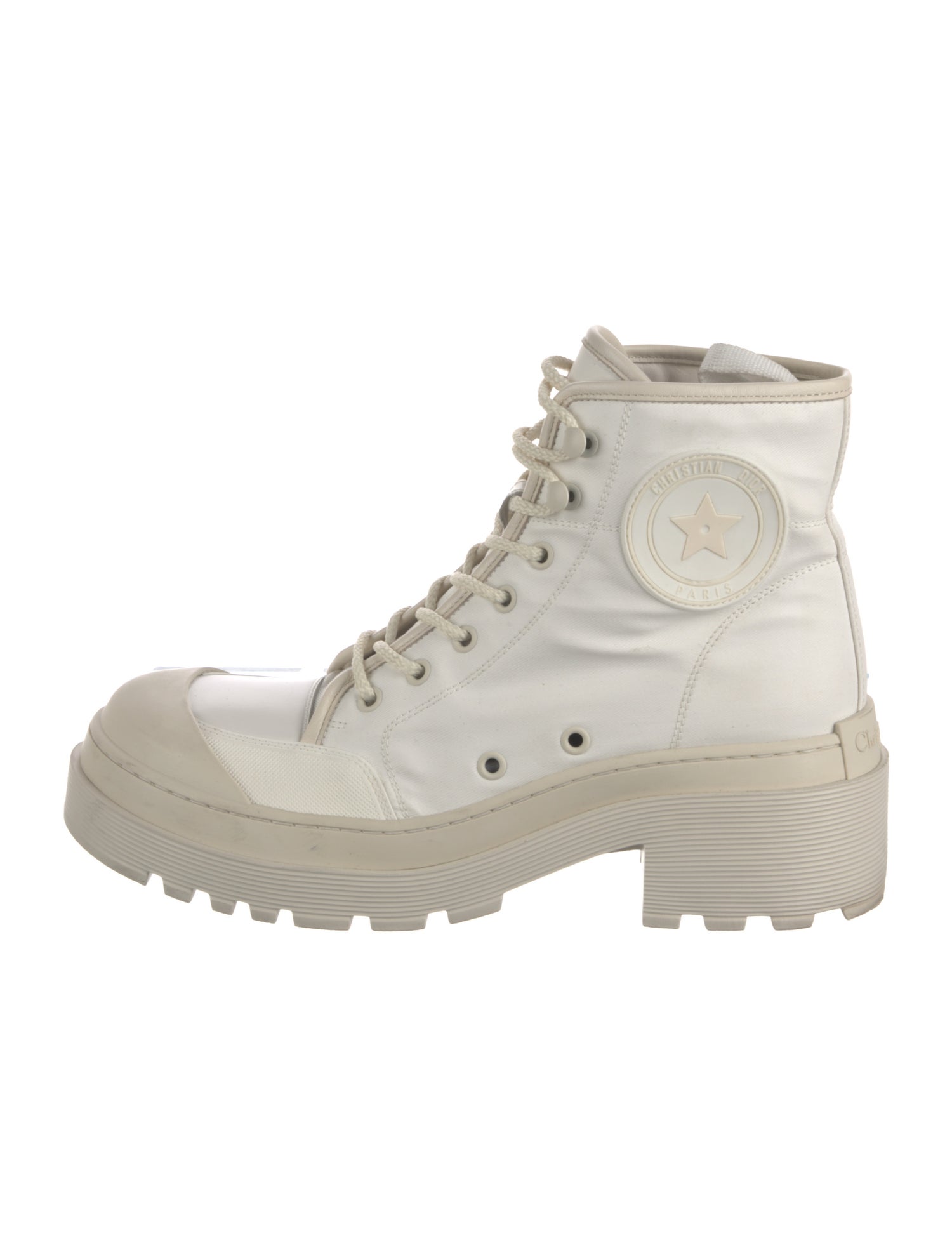 Christian Dior Canvas Whipstitch Trim Combat Boots
