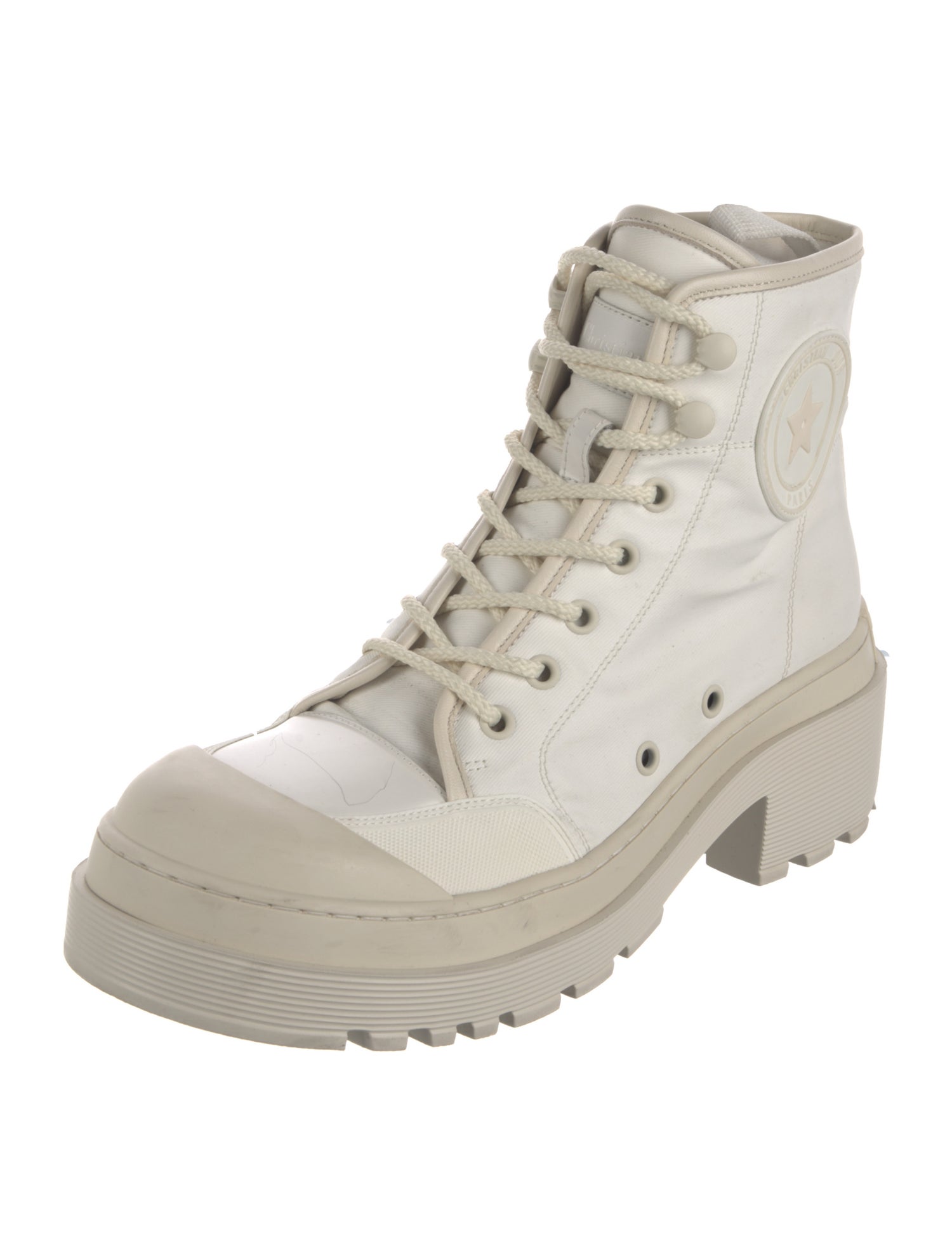 Christian Dior Canvas Whipstitch Trim Combat Boots