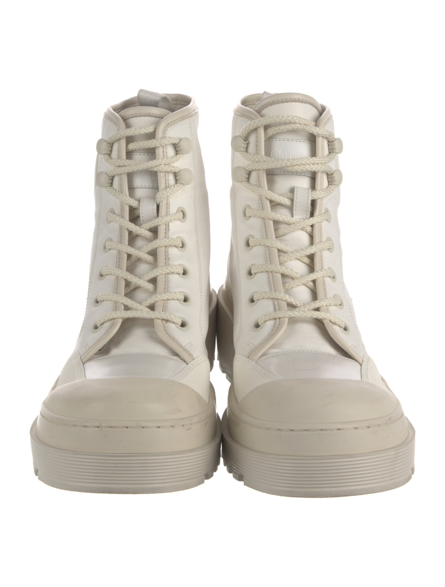 Christian Dior Canvas Whipstitch Trim Combat Boots