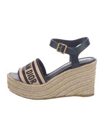 Christian Dior Leather Graphic Print Espadrilles