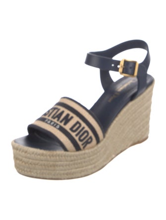 Christian Dior Leather Graphic Print Espadrilles