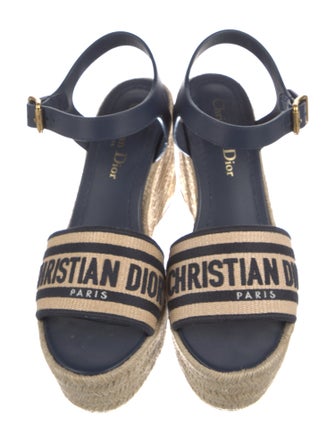 Christian Dior Leather Graphic Print Espadrilles
