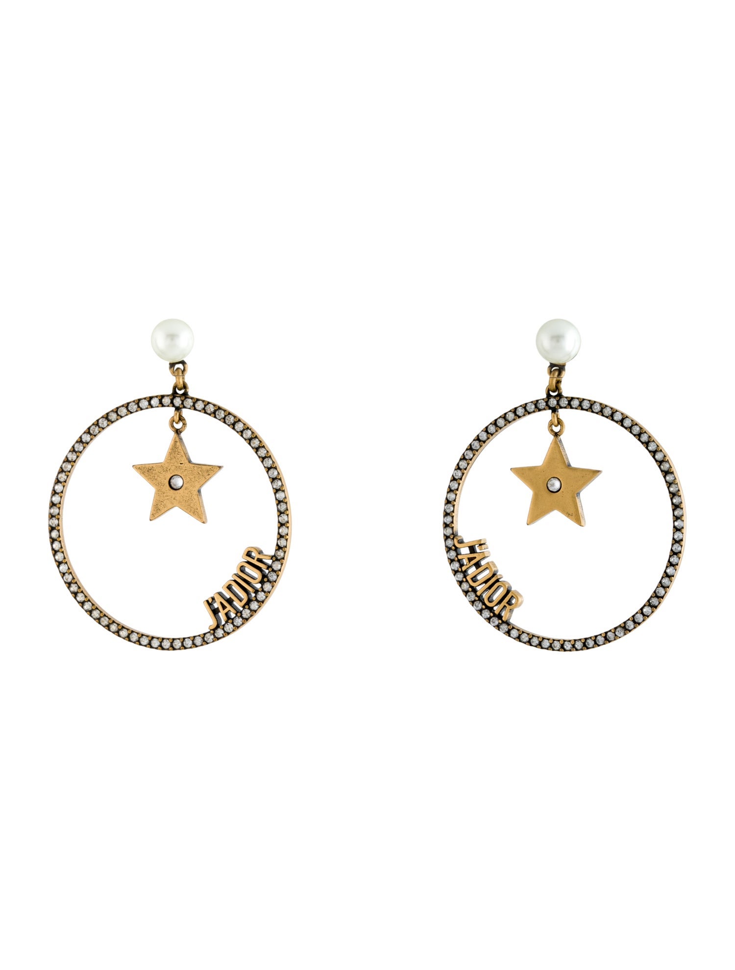 Christian Dior Crystal & Faux Pearl J'Adior Drop Earrings