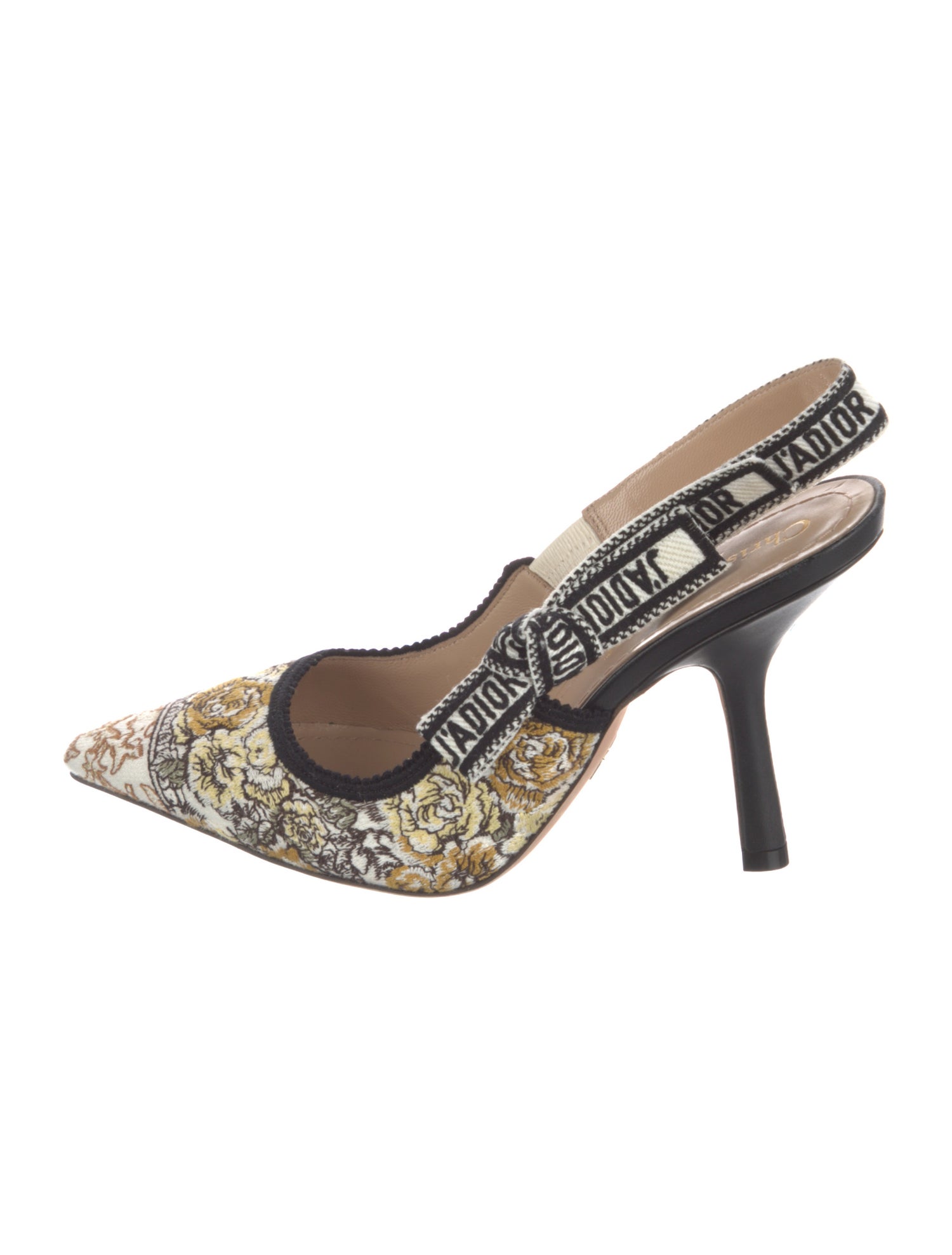 Christian Dior Printed Bow Accents Slingback Pumps