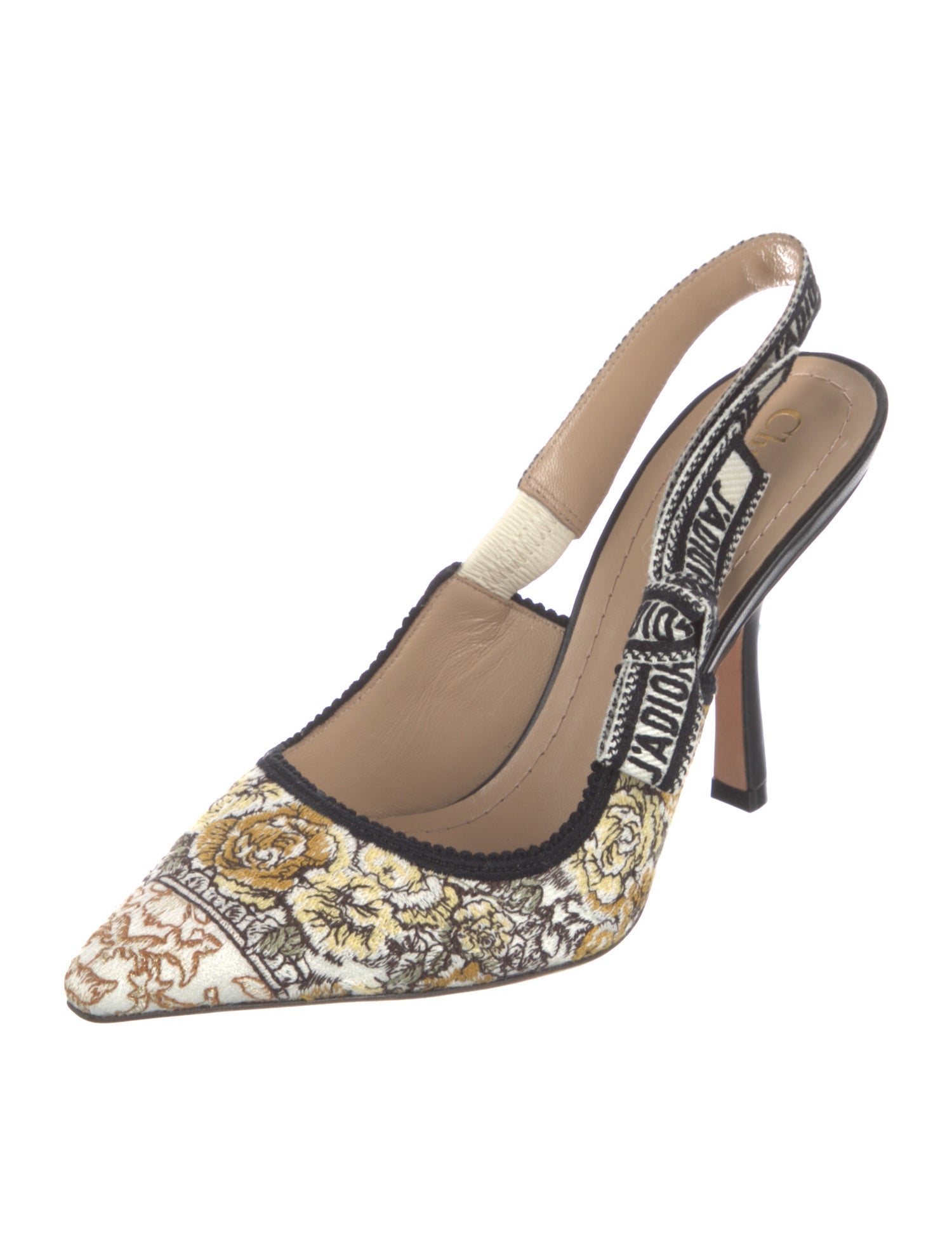 Christian Dior Printed Bow Accents Slingback Pumps