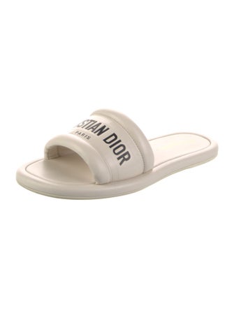 Christian Dior Leather Graphic Print Slides