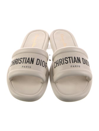Christian Dior Leather Graphic Print Slides